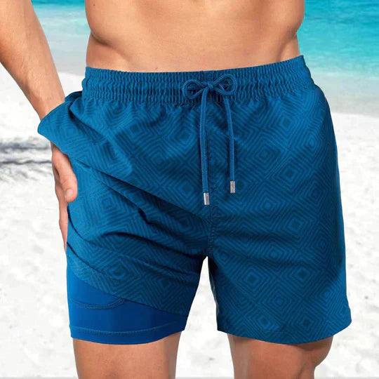 Benedikt | Herren Badeshorts mit Innenfutter - Navy - Image 10