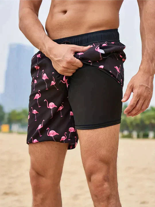 Benedikt | Herren Badeshorts mit Innenfutter - Navy - Image 2