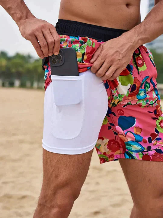 Benedikt | Herren Badeshorts mit Innenfutter - Navy - Image 7