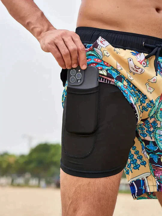 Benedikt | Herren Badeshorts mit Innenfutter - Navy - Image 8
