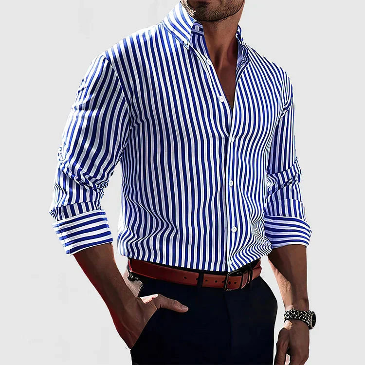Benedikt | Herren Gestreiftes Langarmhemd - Striped - Image 1