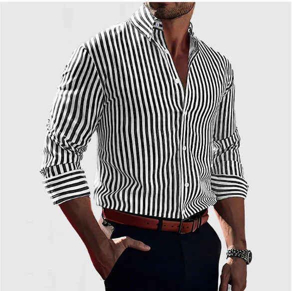 Benedikt | Herren Gestreiftes Langarmhemd - Striped - Image 2