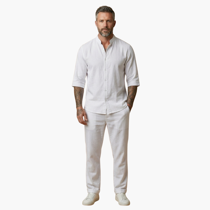 Benedikt | Herren Langarm Shirt Hose Set - Grey - Image 8