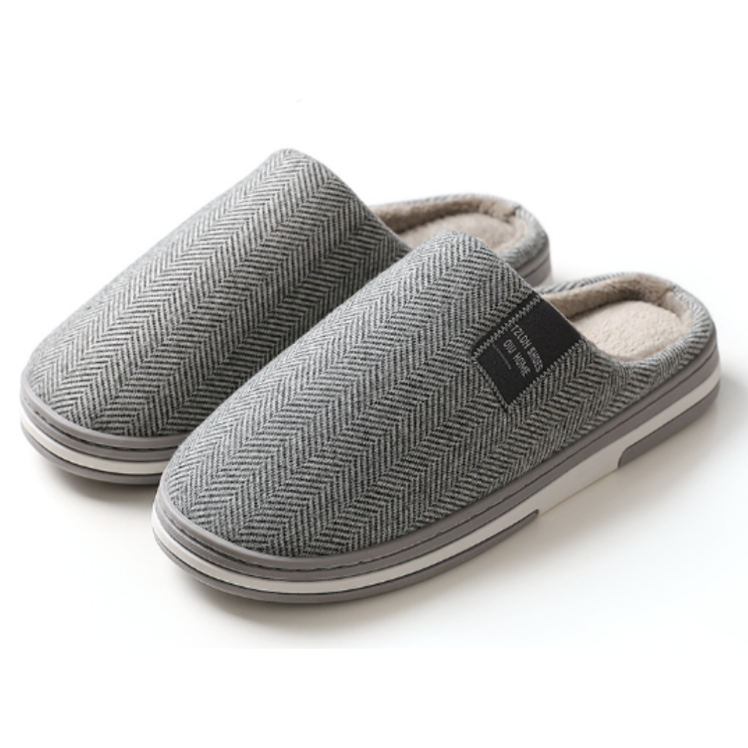 Benedikta | Damen Herringbone Hausschuhe Pantoffeln - Beige - Image 3