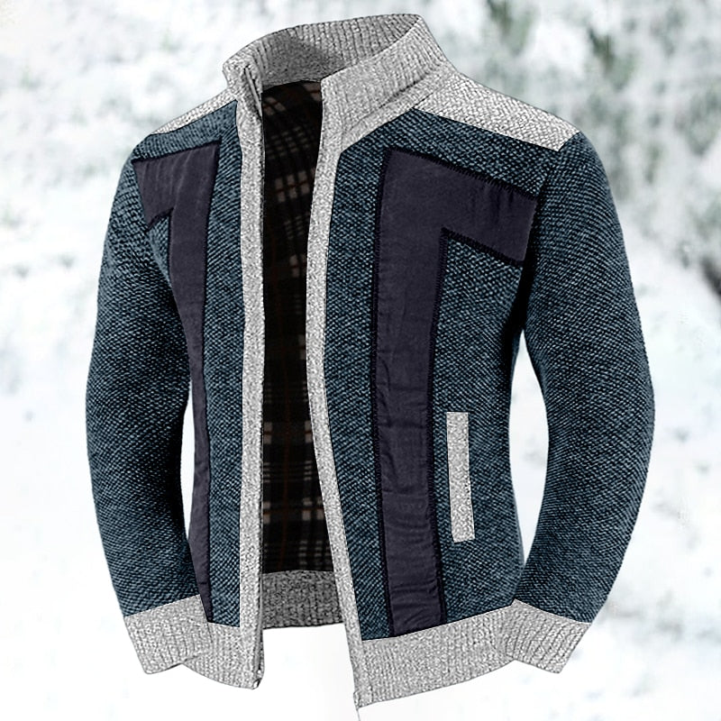 Bertold | Herren Strickjacke Reißverschluss Colorblock - Grey - Image 10