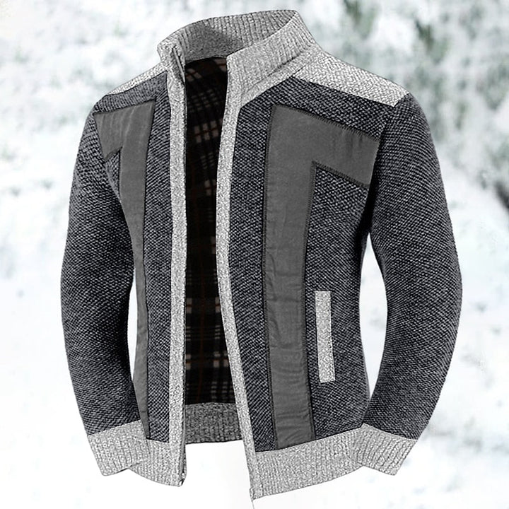 Bertold | Herren Strickjacke Reißverschluss Colorblock - Grey - Image 11