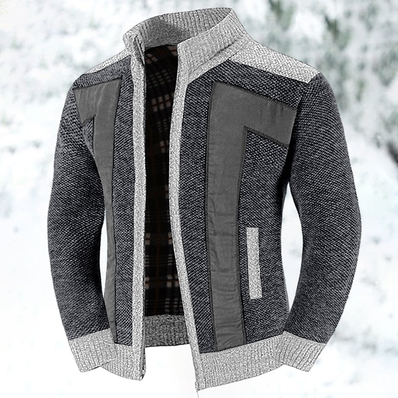 Bertold | Herren Strickjacke Reißverschluss Colorblock - Grey - Image 5