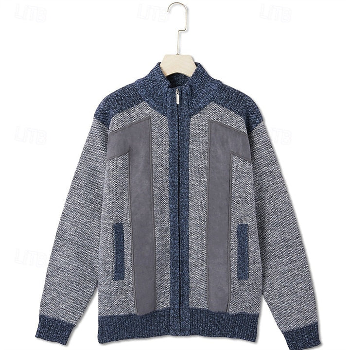 Bertold | Herren Strickjacke Reißverschluss Colorblock - Grey - Image 7