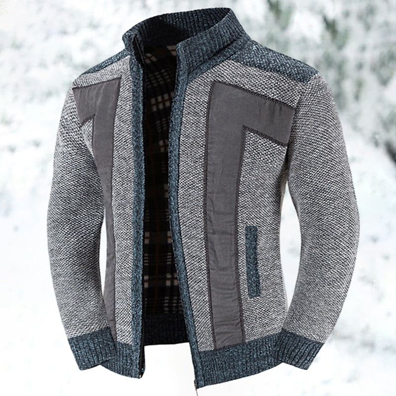 Bertold | Herren Strickjacke Reißverschluss Colorblock - Grey - Image 8