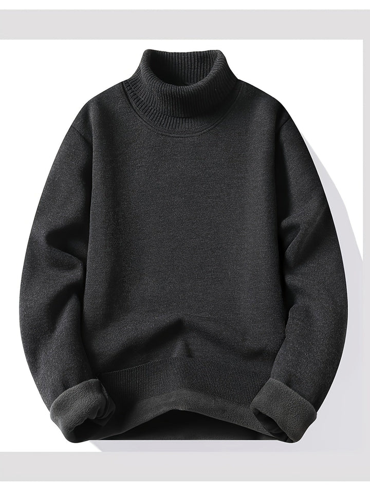 Bertwin | Herren Rollkragenpullover Warm Gefüttert - Black - Image 2