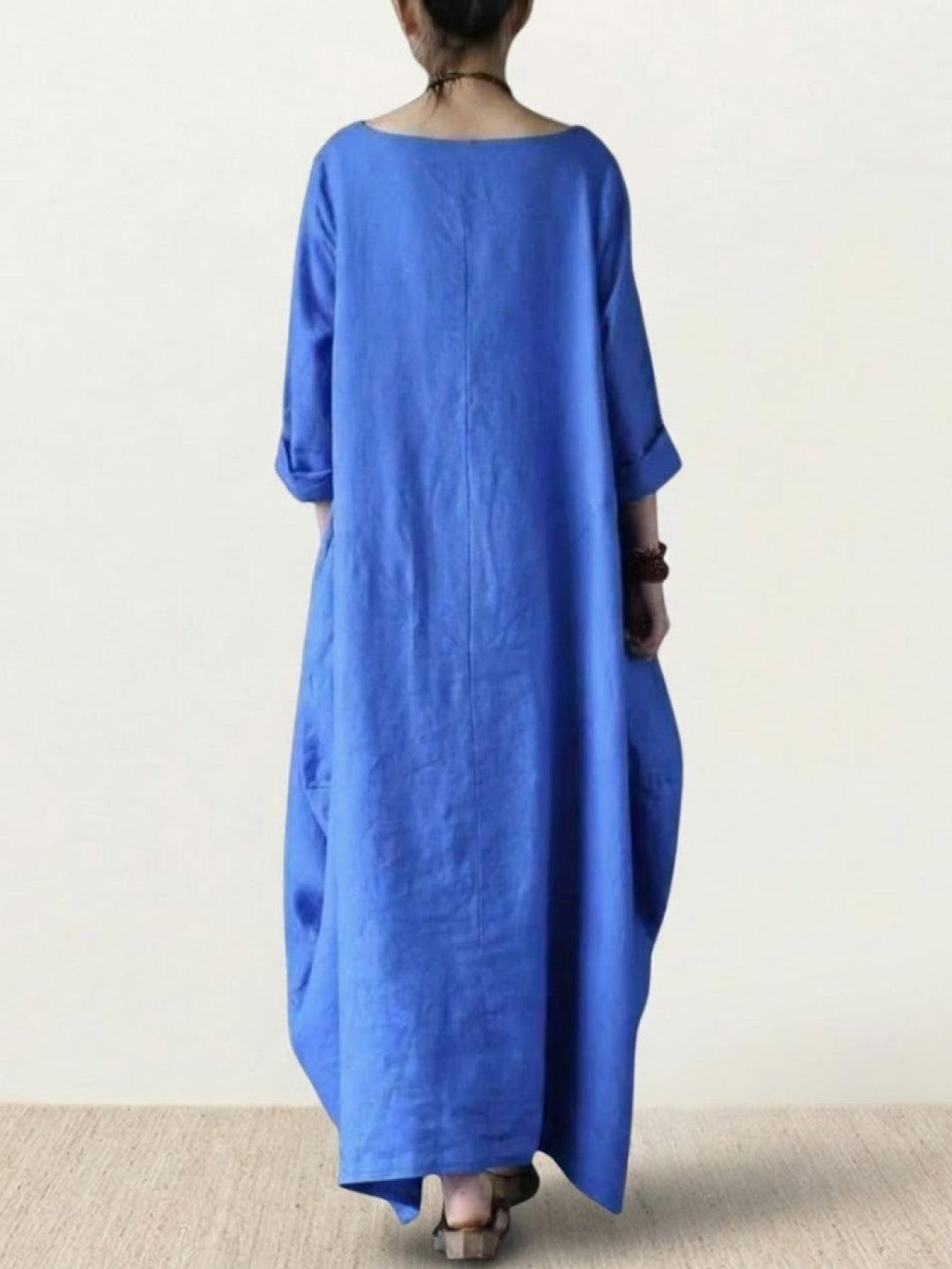 Clea | Damen Boho Maxikleid Oversized Fledermausärmel Unifarbe