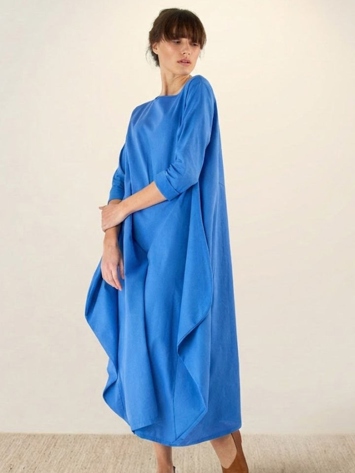 Clea | Damen Boho Maxikleid Oversized Fledermausärmel Unifarbe