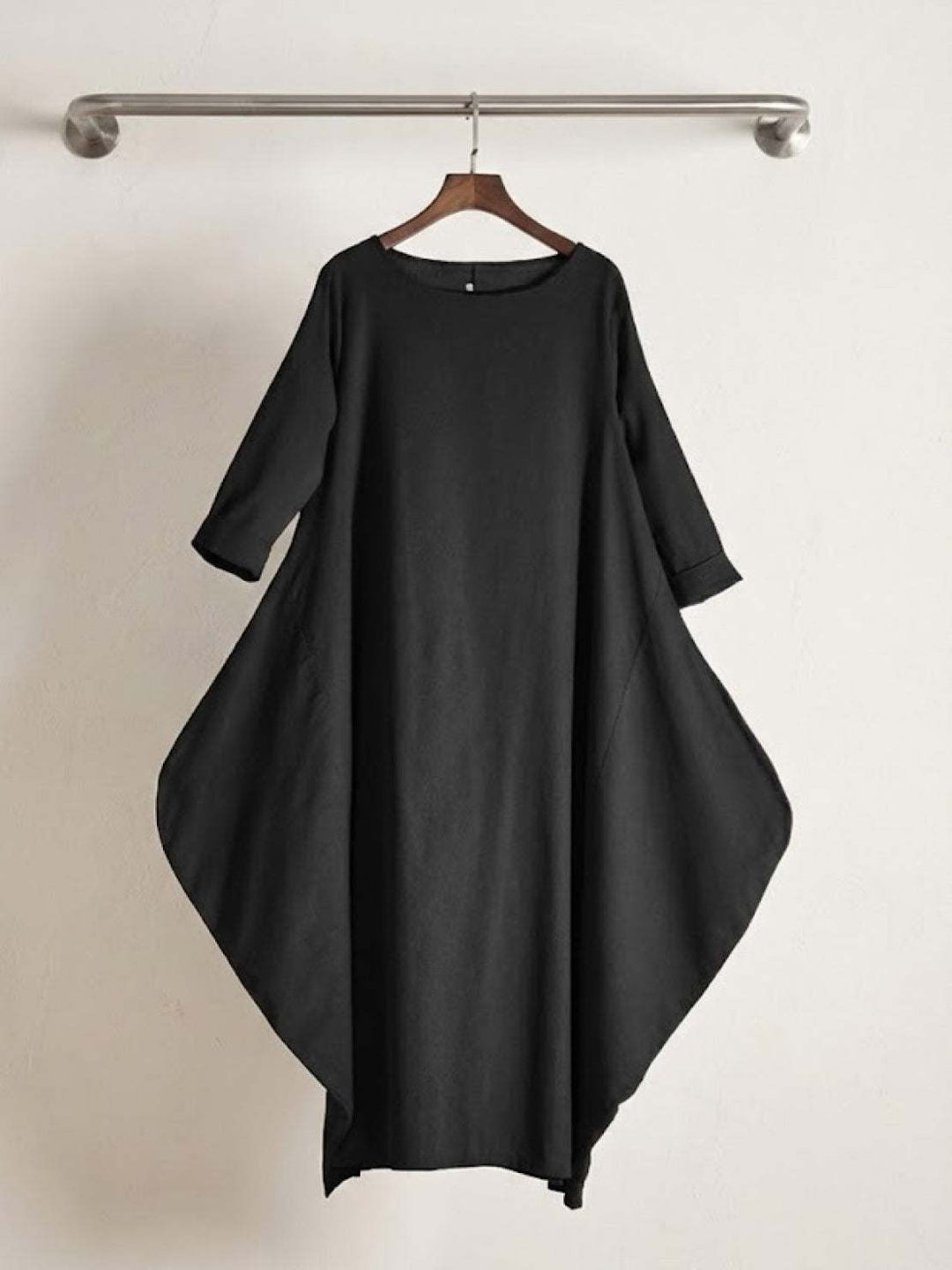 Clea | Damen Boho Maxikleid Oversized Fledermausärmel Unifarbe