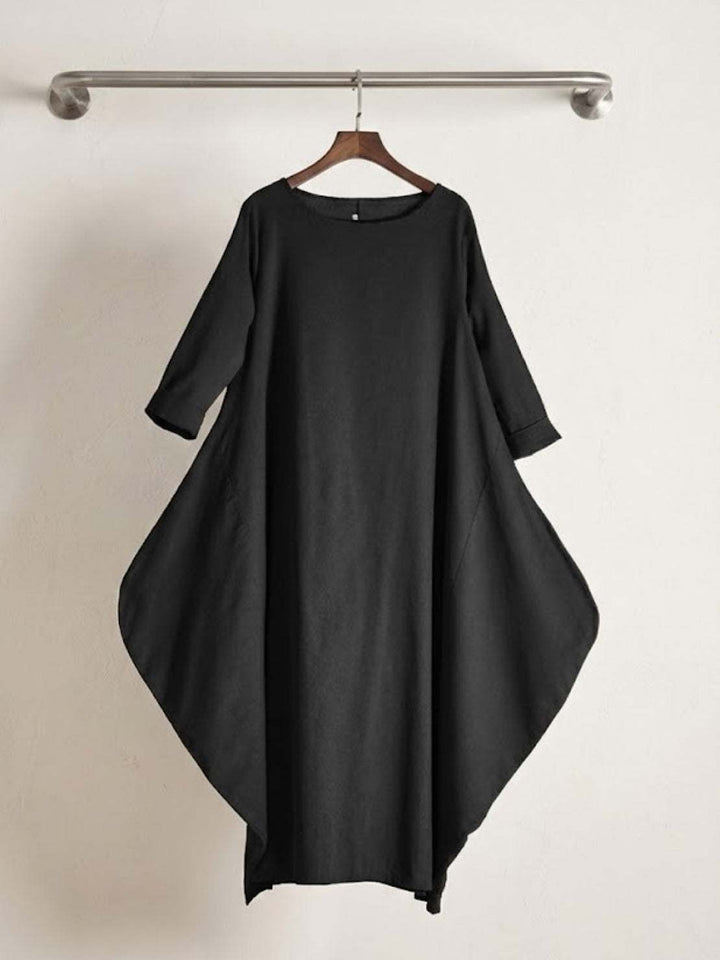 Clea | Damen Boho Maxikleid Oversized Fledermausärmel Unifarbe
