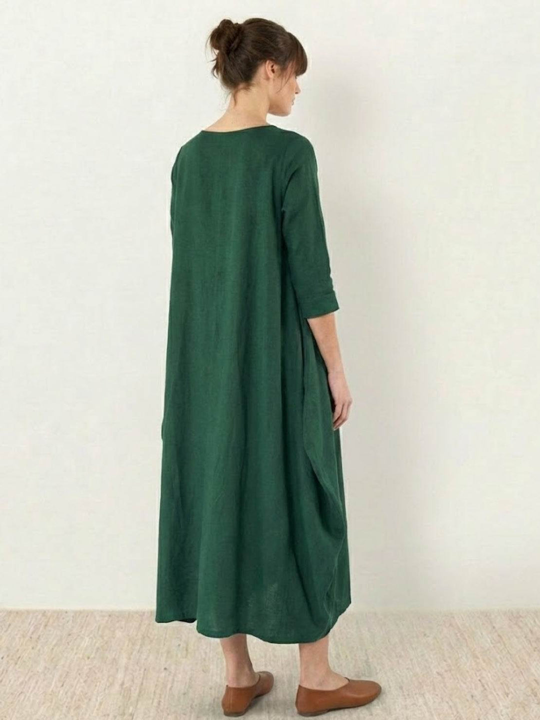 Clea | Damen Boho Maxikleid Oversized Fledermausärmel Unifarbe