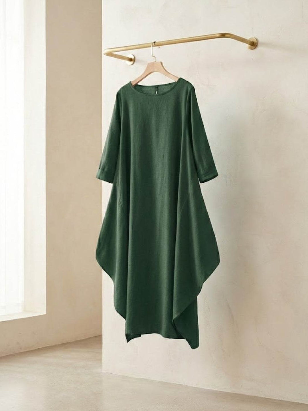 Clea | Damen Boho Maxikleid Oversized Fledermausärmel Unifarbe