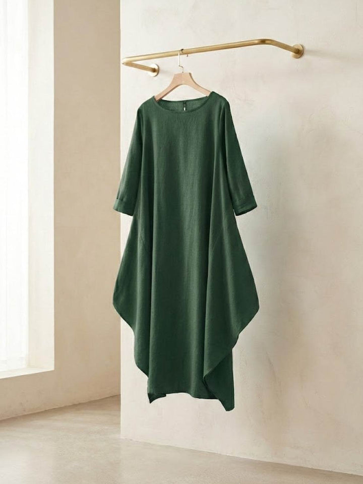 Clea | Damen Boho Maxikleid Oversized Fledermausärmel Unifarbe