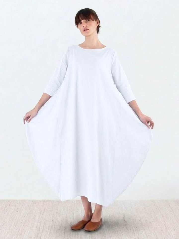 Clea | Damen Boho Maxikleid Oversized Fledermausärmel Unifarbe