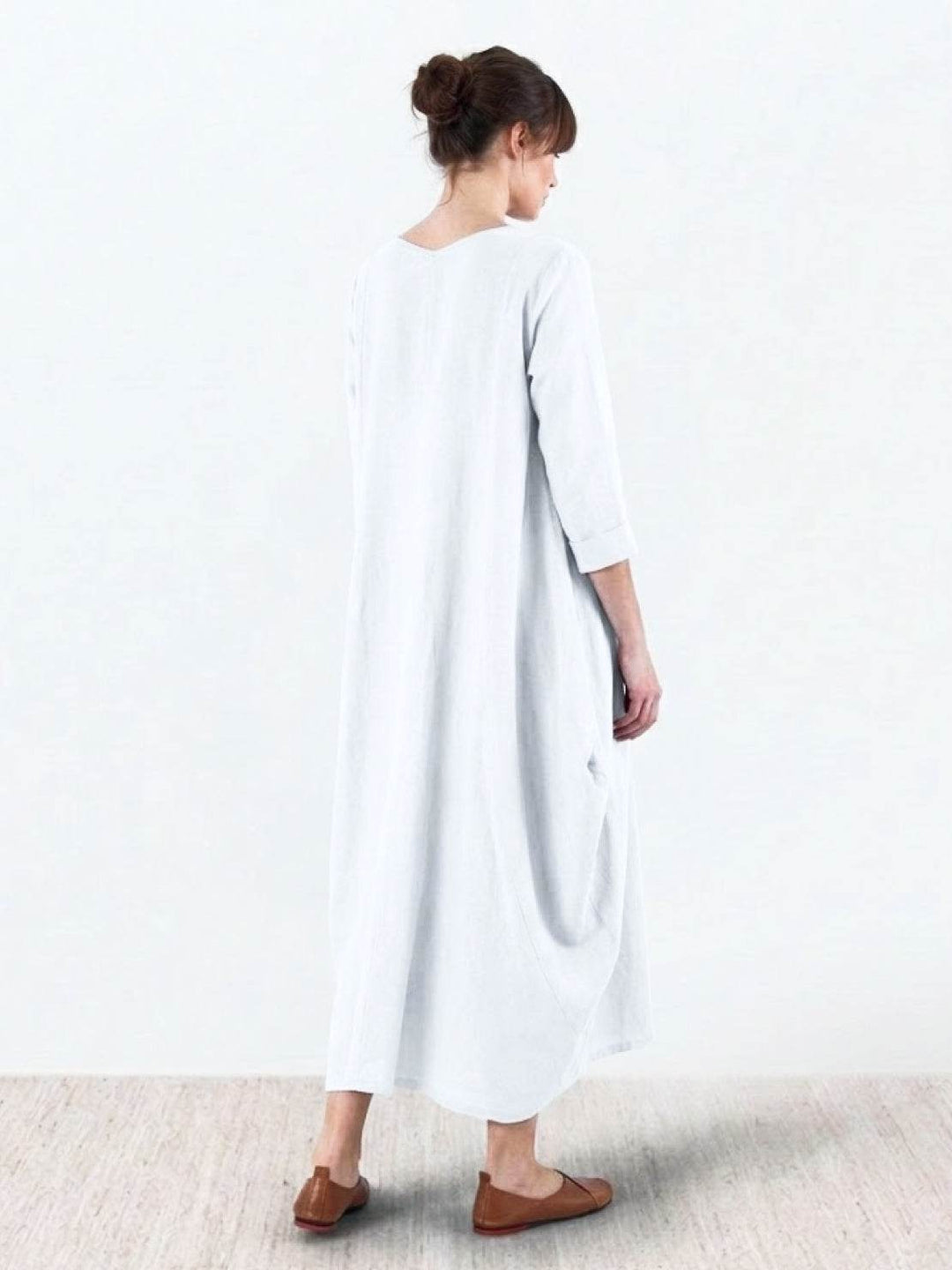 Clea | Damen Boho Maxikleid Oversized Fledermausärmel Unifarbe