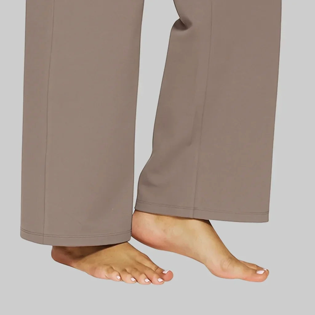 Olla | Damen Highwaist Weite Hose Stretch Freizeithose mit Taschen