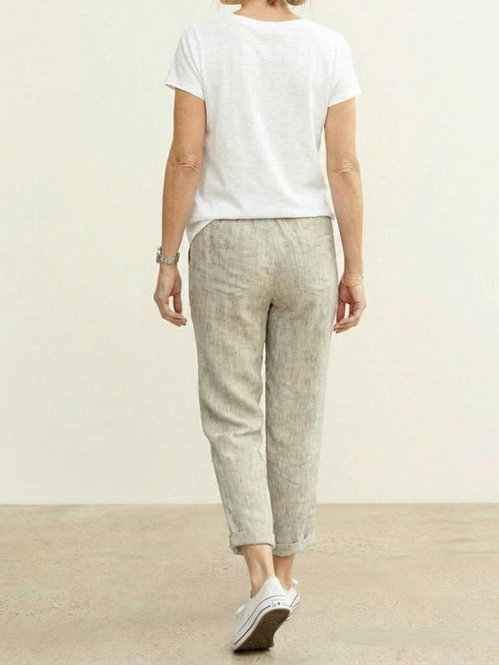 Nava | Damen hose Straight Leg Kordelzug Knöchellang