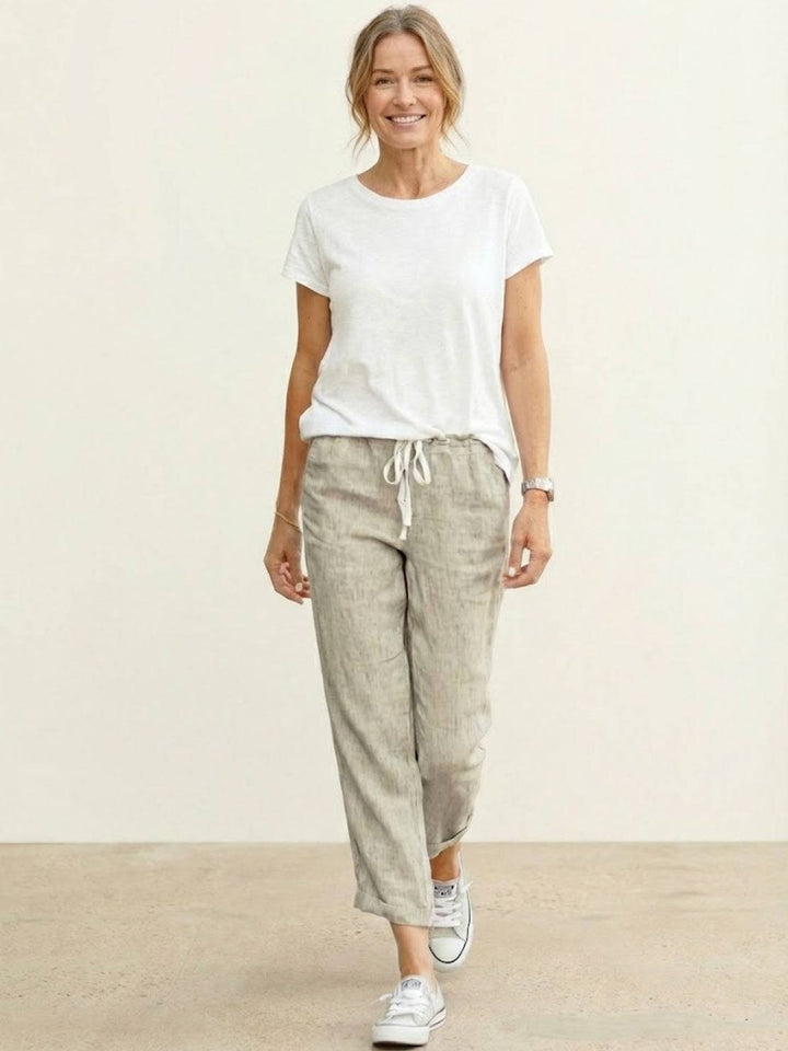 Nava | Damen hose Straight Leg Kordelzug Knöchellang