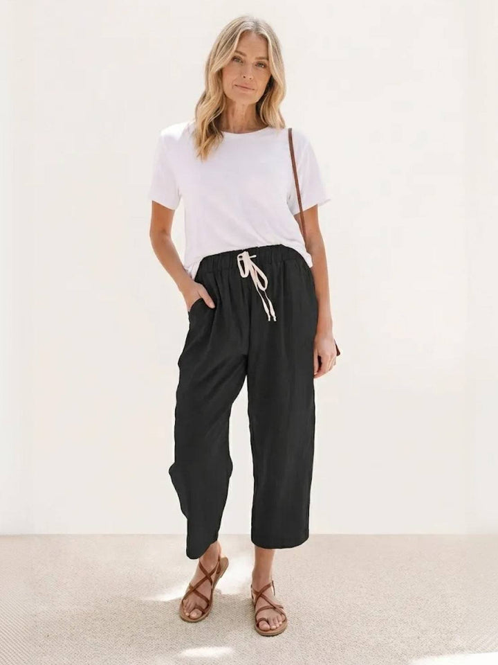 Nava | Damen hose Straight Leg Kordelzug Knöchellang