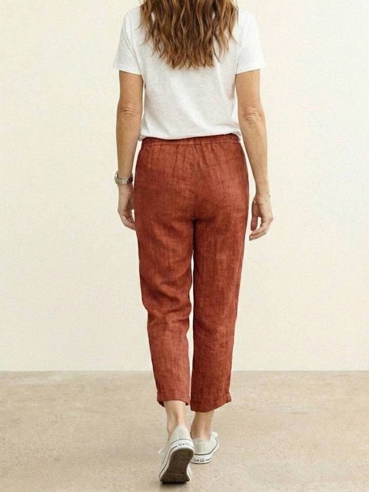 Nava | Damen hose Straight Leg Kordelzug Knöchellang