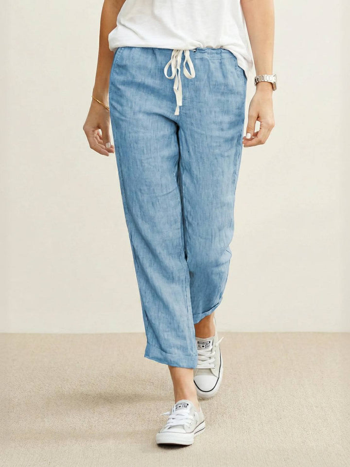 Nava | Damen hose Straight Leg Kordelzug Knöchellang