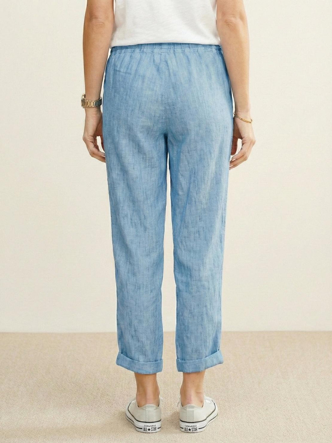 Nava | Damen hose Straight Leg Kordelzug Knöchellang