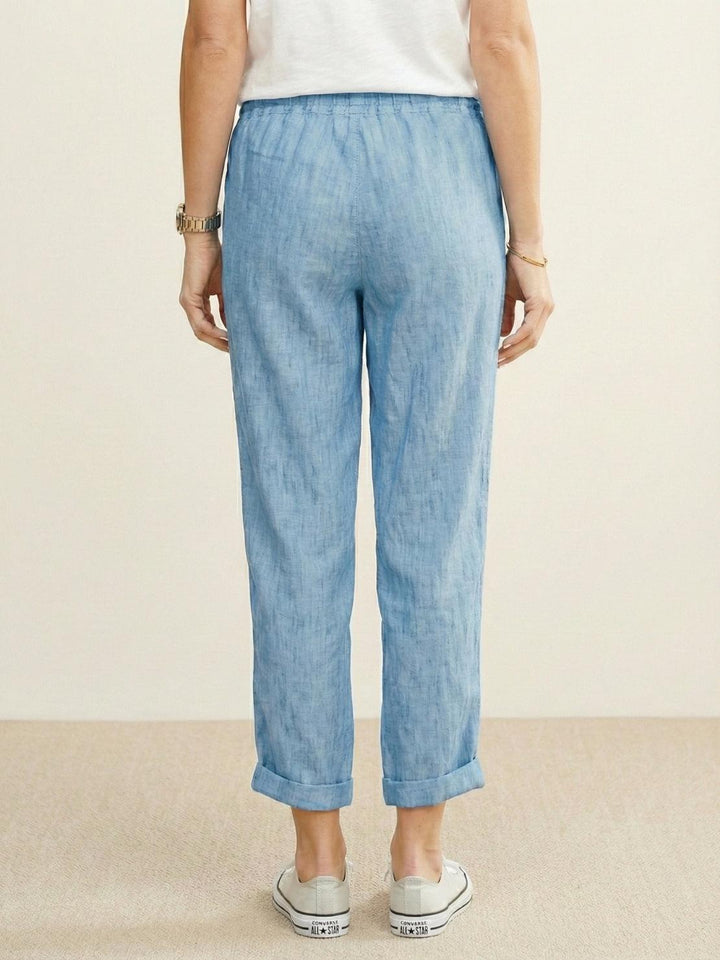 Nava | Damen hose Straight Leg Kordelzug Knöchellang