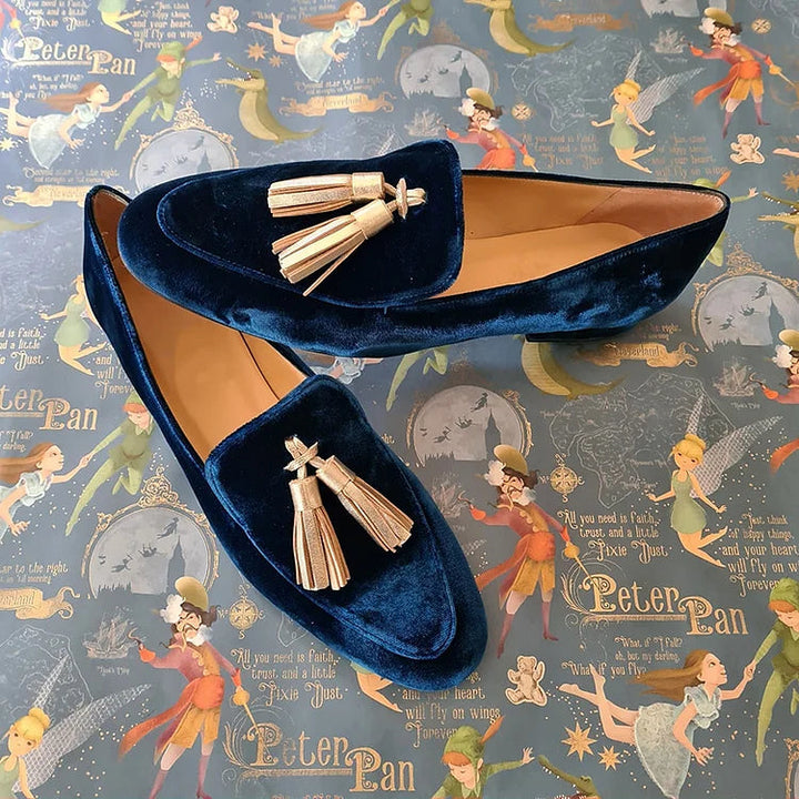 Bregfinn | Damen Samt Loafer mit Quasten-Detail - Navy - Image 2