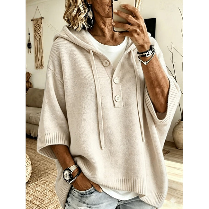Bregunde | Damen Kapuzenpullover Strickpullover Oversize - Light Blue - Image 6
