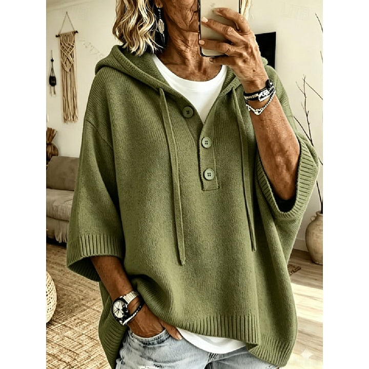 Bregunde | Damen Kapuzenpullover Strickpullover Oversize - Light Blue - Image 7