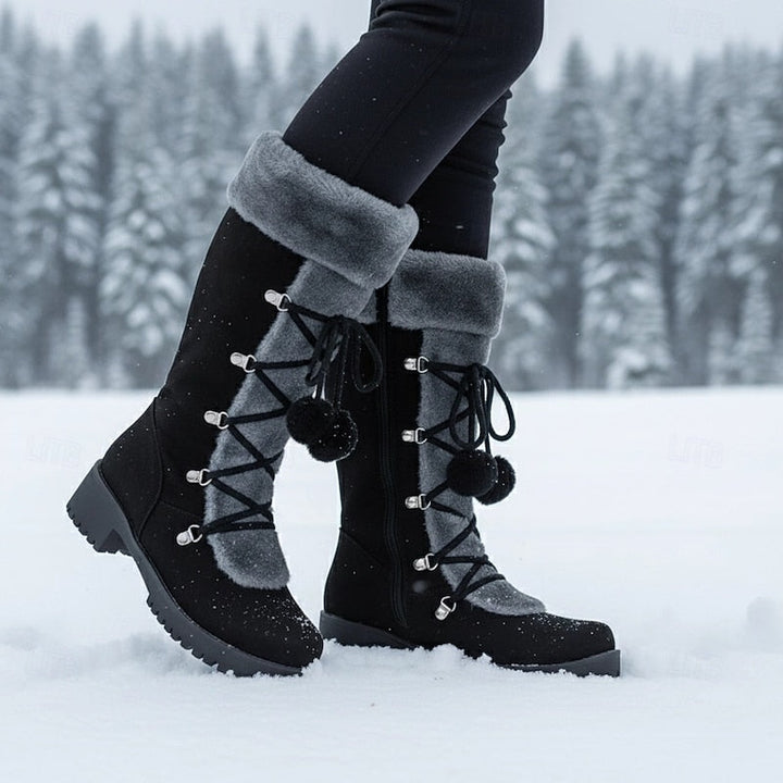 Bregunde | Damen Wasserdichte Winterstiefel Kniehoch - Black - Image 1