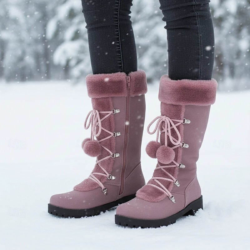Bregunde | Damen Wasserdichte Winterstiefel Kniehoch - Black - Image 2