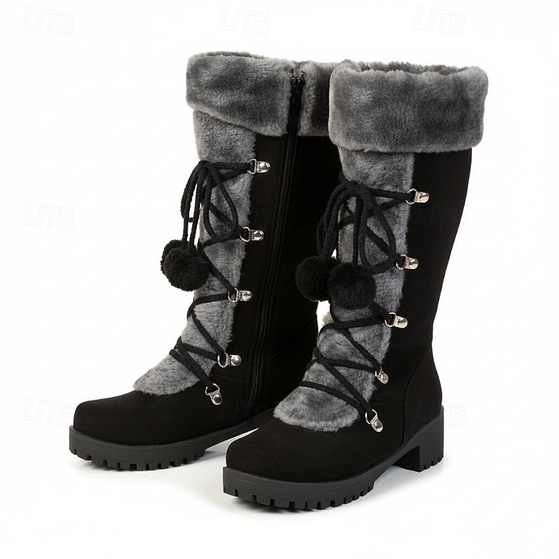 Bregunde | Damen Wasserdichte Winterstiefel Kniehoch - Black - Image 5