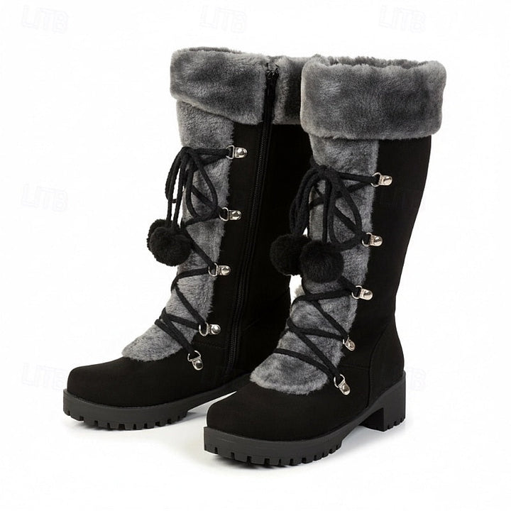 Bregunde | Damen Wasserdichte Winterstiefel Kniehoch - Black - Image 5