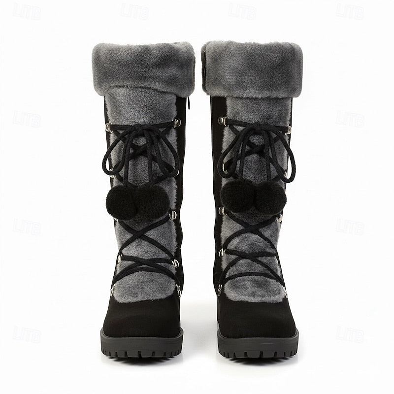 Bregunde | Damen Wasserdichte Winterstiefel Kniehoch - Black - Image 6