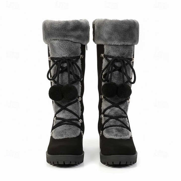 Bregunde | Damen Wasserdichte Winterstiefel Kniehoch - Black - Image 6