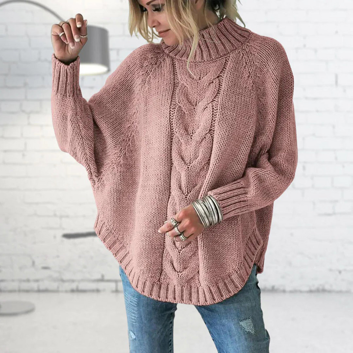 Bregwild | Damen Oversize Strickpullover Zopfmuster - Light Blue - Image 2
