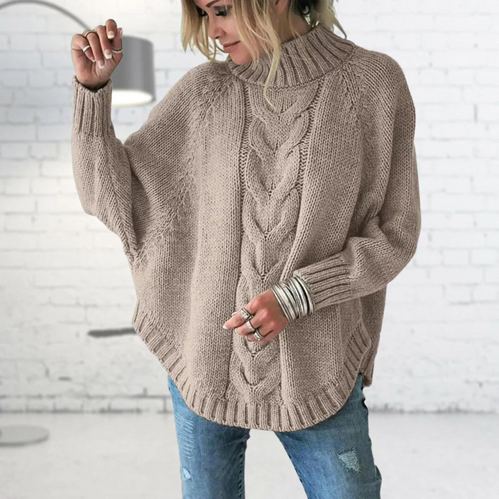 Bregwild | Damen Oversize Strickpullover Zopfmuster - Light Blue - Image 4