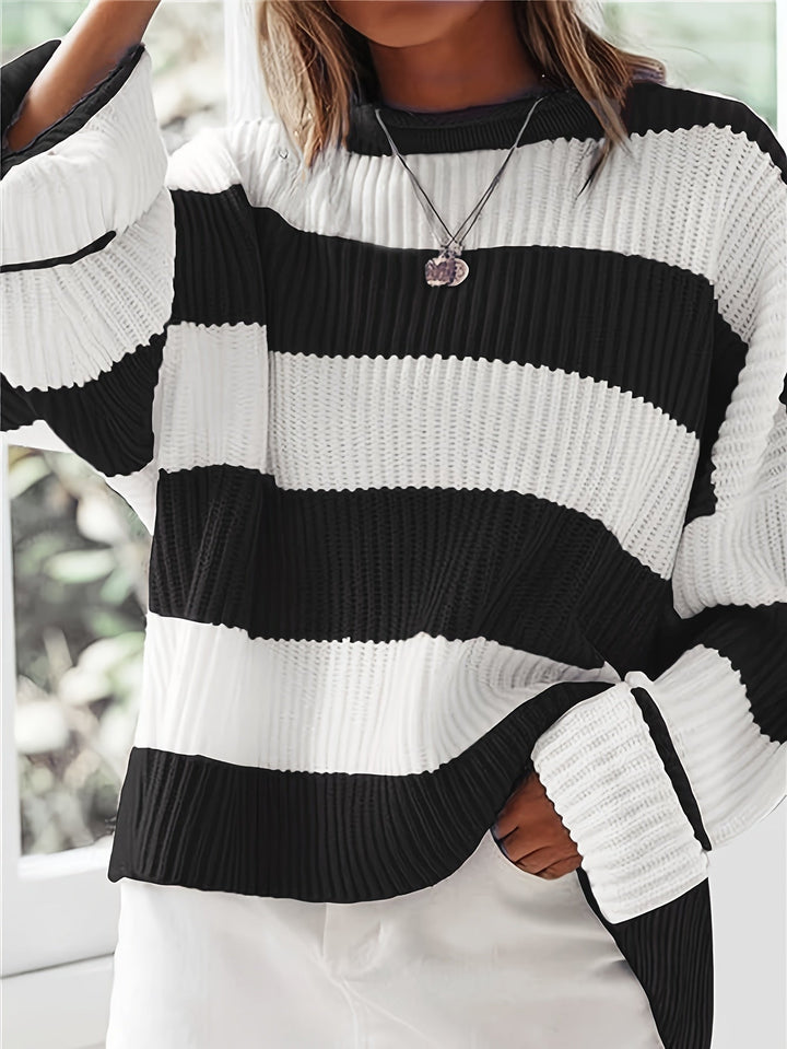 Bregwina | Damen Oversize Strickpullover Blockstreifen - Image 10
