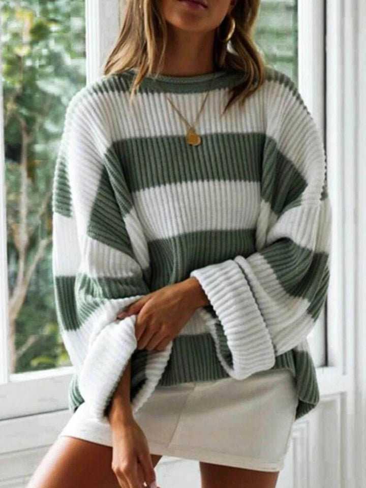 Bregwina | Damen Oversize Strickpullover Blockstreifen - Image 11