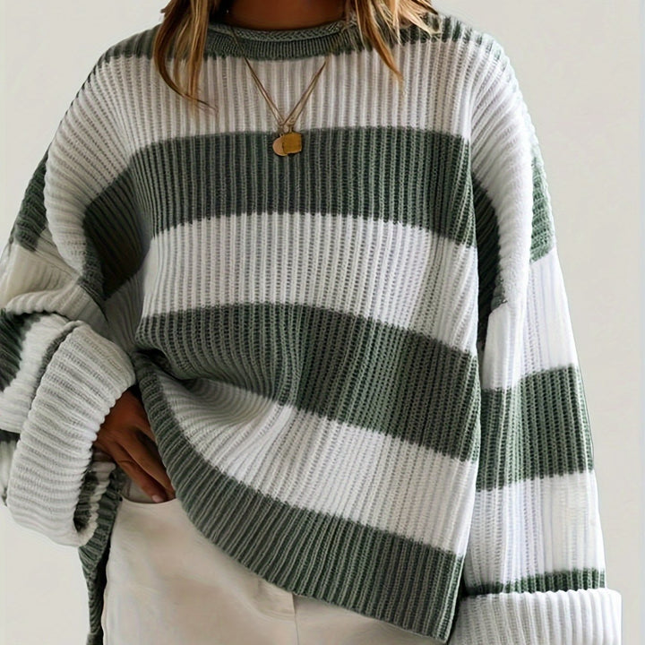 Bregwina | Damen Oversize Strickpullover Blockstreifen - Image 12