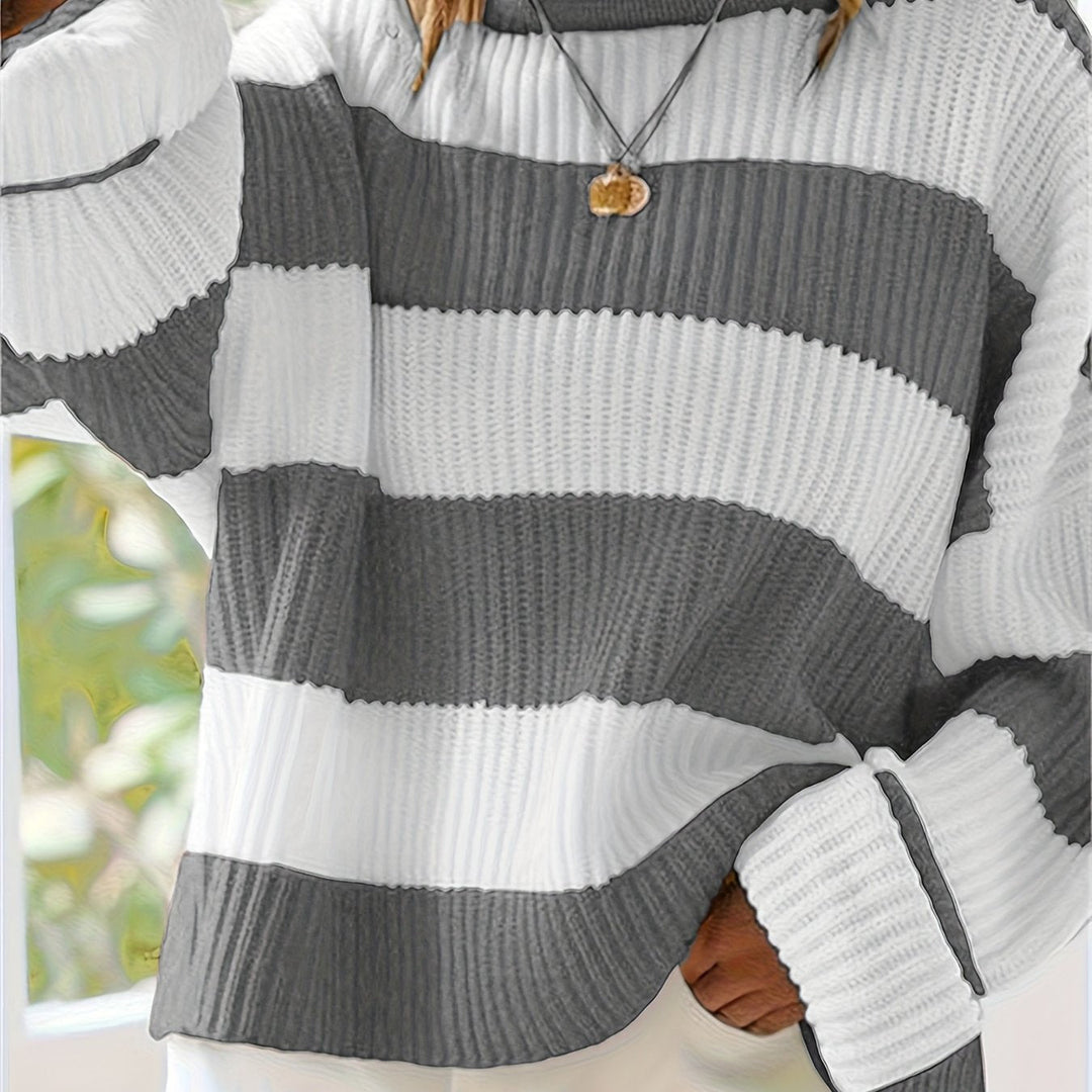 Bregwina | Damen Oversize Strickpullover Blockstreifen - Image 15