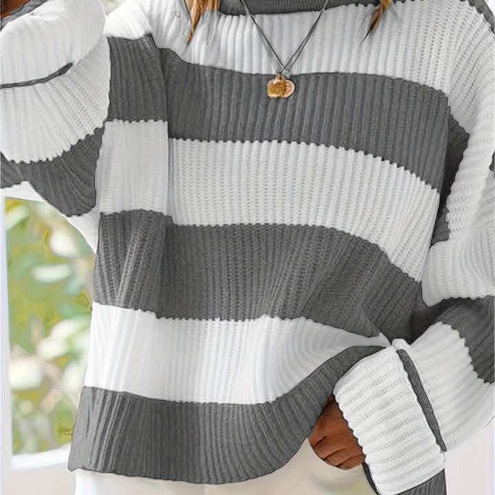 Bregwina | Damen Oversize Strickpullover Blockstreifen - Image 15