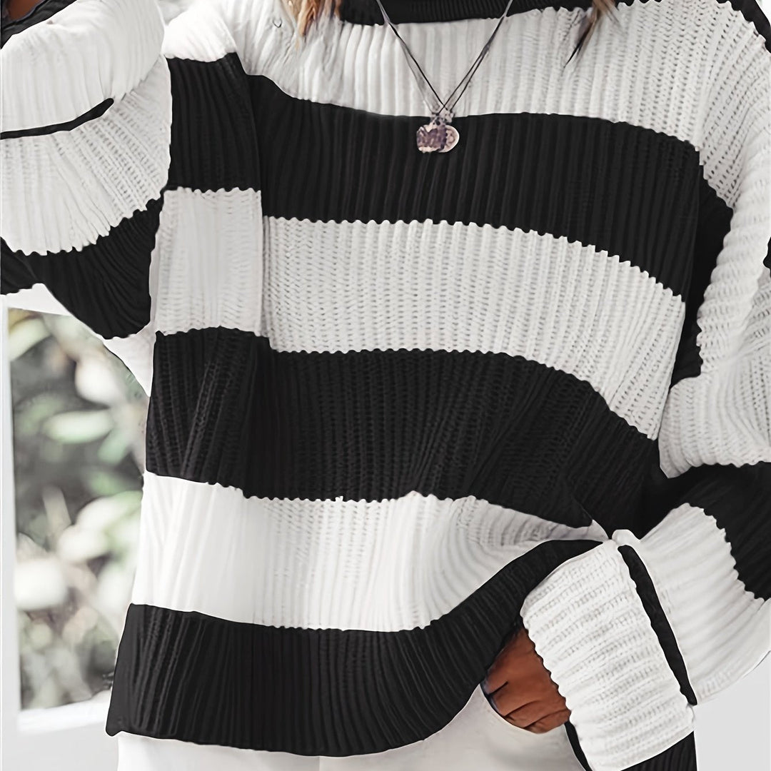 Bregwina | Damen Oversize Strickpullover Blockstreifen - Image 16