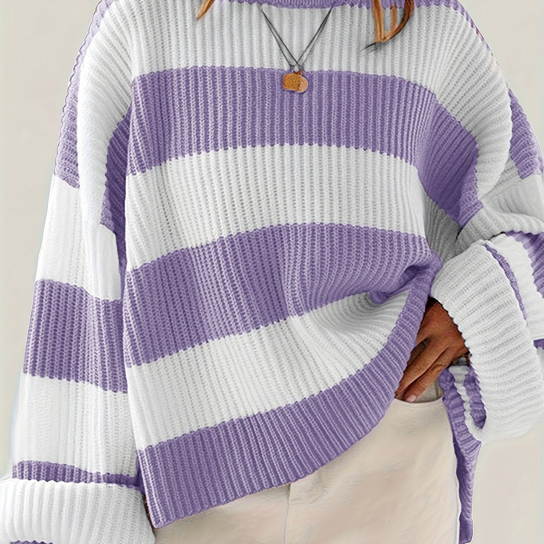 Bregwina | Damen Oversize Strickpullover Blockstreifen - Image 17