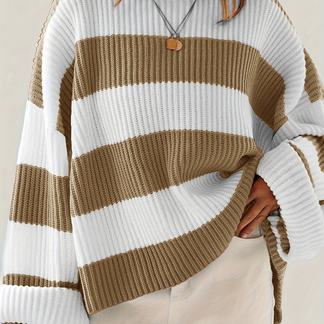 Bregwina | Damen Oversize Strickpullover Blockstreifen - Image 18